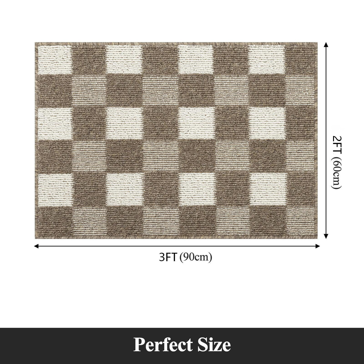MeyJey Indoor Outdoor Doormat, Non-Slip Absorbent Low Profile Front Door Mats, Brown