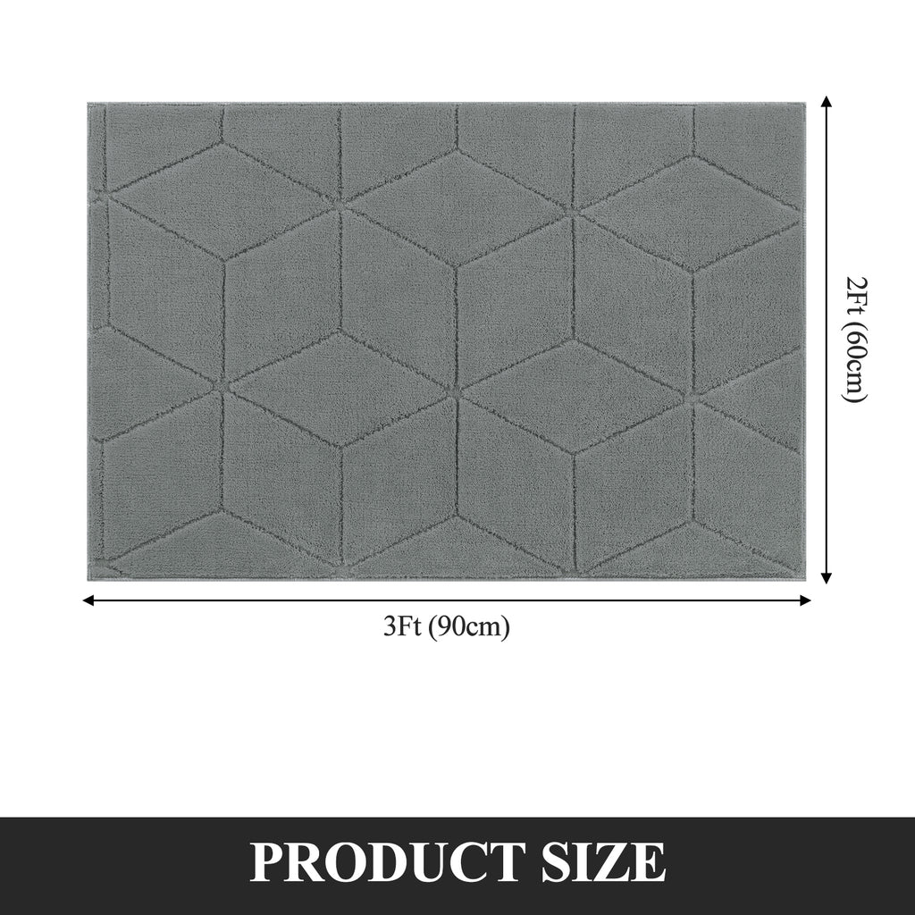 MeyJey Small Shag Area Rug for Living Room Modern Geometric High-Low Cut Machine Washable Rugs for Bedroom Dinning Room Office Decor Non-Slip Soft Carpet