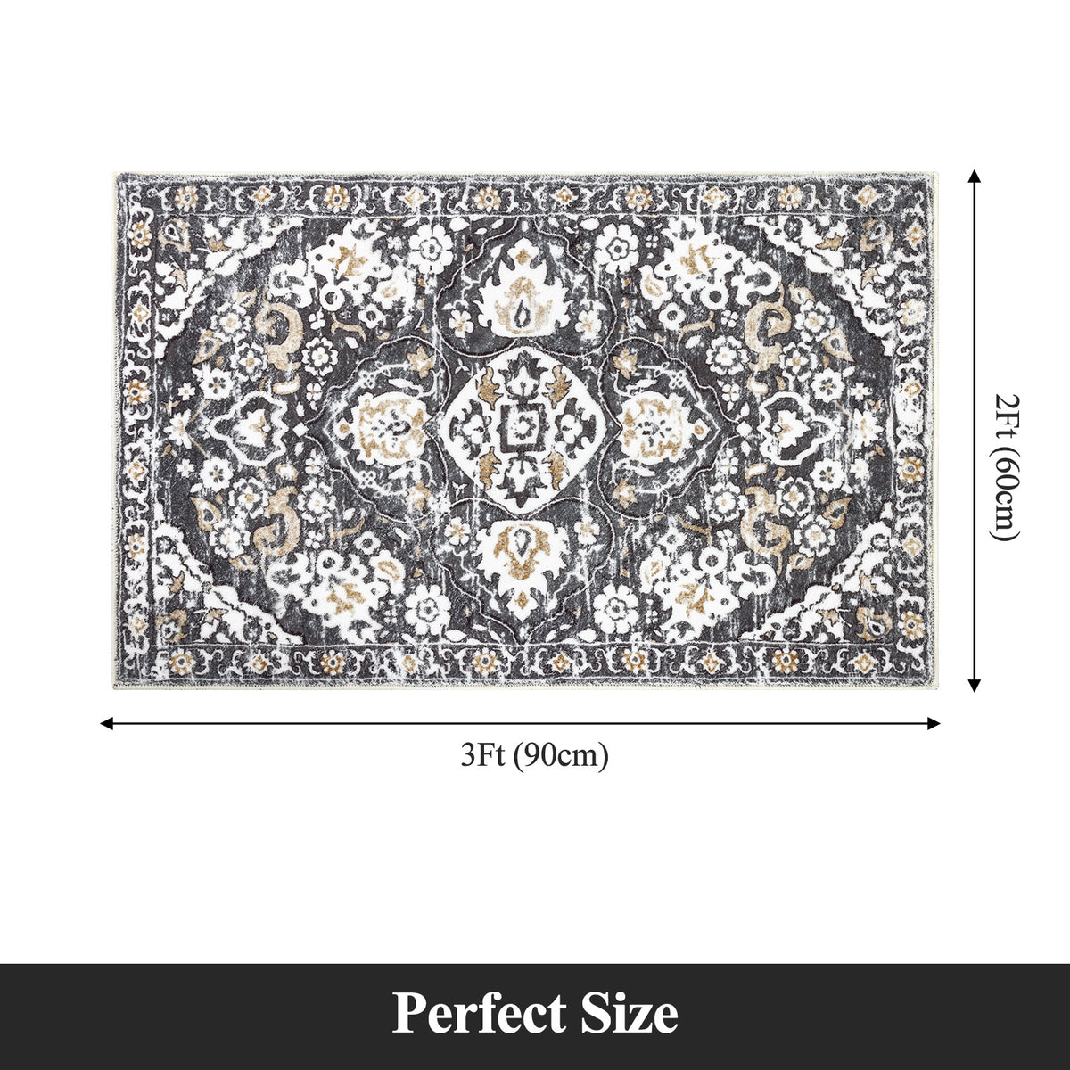 MeyJey Boho Indoor Hallway Runner Rug, Oriental Non Slip Machine Washable Area Rug Distressed Vintage Floor Carpet for Bedroom Kitchen Dinning/Living/Laundry Room