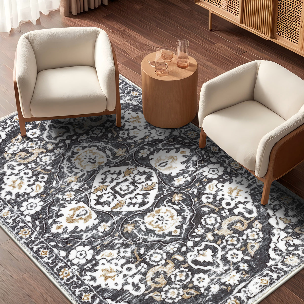 MeyJey Boho Indoor Hallway Runner Rug, Oriental Non Slip Machine Washable Area Rug Distressed Vintage Floor Carpet for Bedroom Kitchen Dinning/Living/Laundry Room