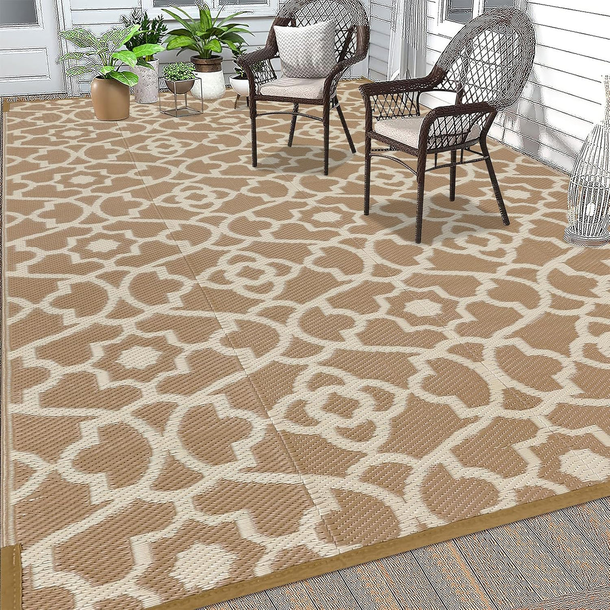 MeyJey Outdoor Rug Reversible Waterproof Area Rug, Plastic Mat for RV Patio Camping