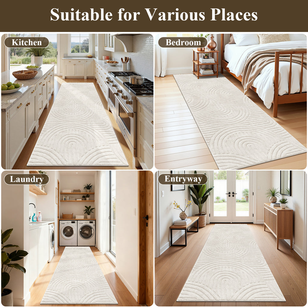 MeyJey  Shag Area Rug for Living Room Machine Washable Rugs for Bedroom Dinning Room Office Decor Fan Shadow PatternNon-Slip Soft Carpet, Pale Camel