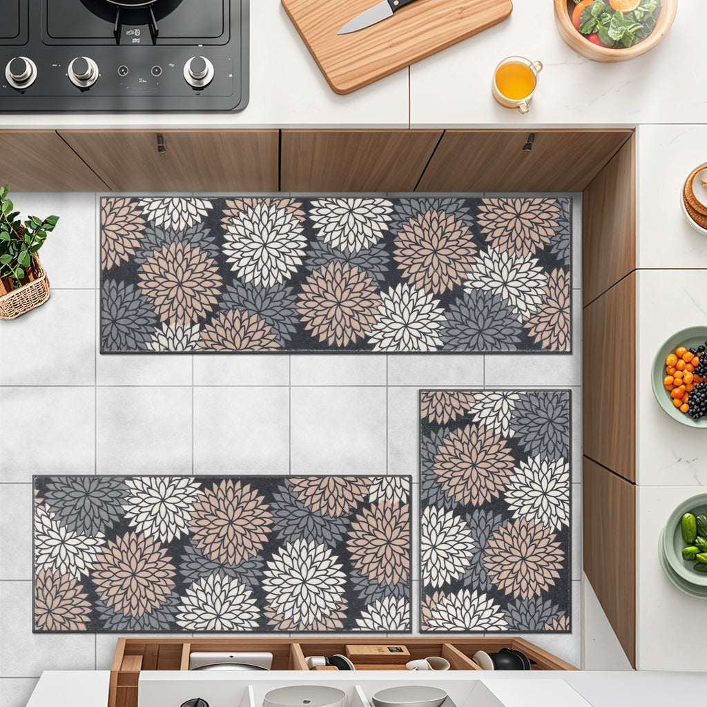MeyJey Kitchen Rug Anti-Fatigue Mat Set for Kitchen, 2 Piece Non-Slip Waterproof Comfort Cushioned Floor Mats 20"x31.5"+20"x59"
