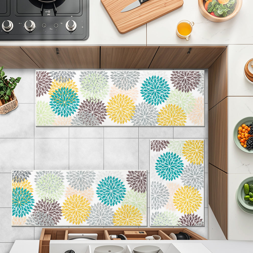 MeyJey Kitchen Rug Anti-Fatigue Mat Set for Kitchen, 2 Piece Non-Slip Waterproof Comfort Cushioned Floor Mats 20"x31.5"+20"x59"