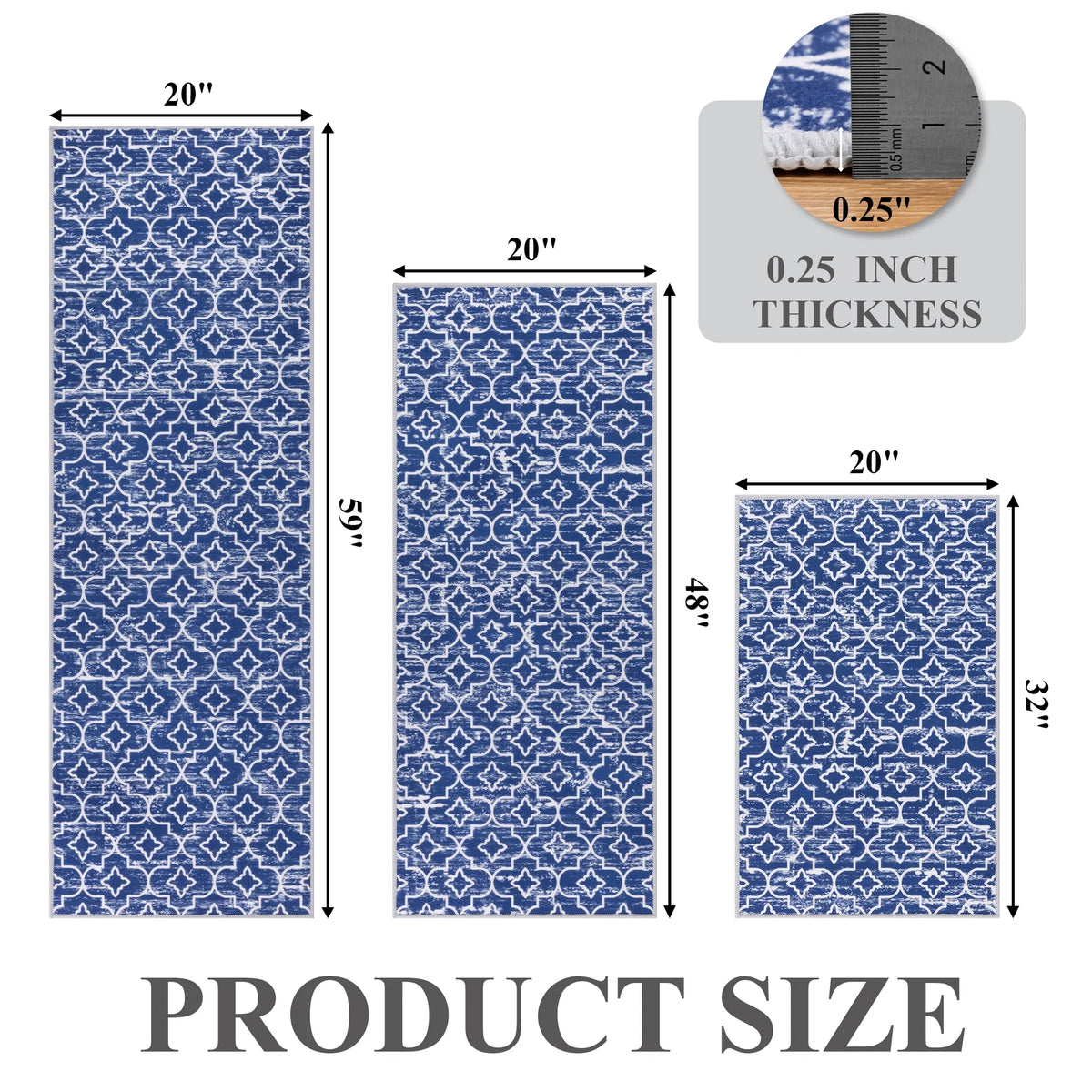 MeyJey Kitchen Rug Set 3 Piece, Non Slip Machine Washable Mats for Hom ...
