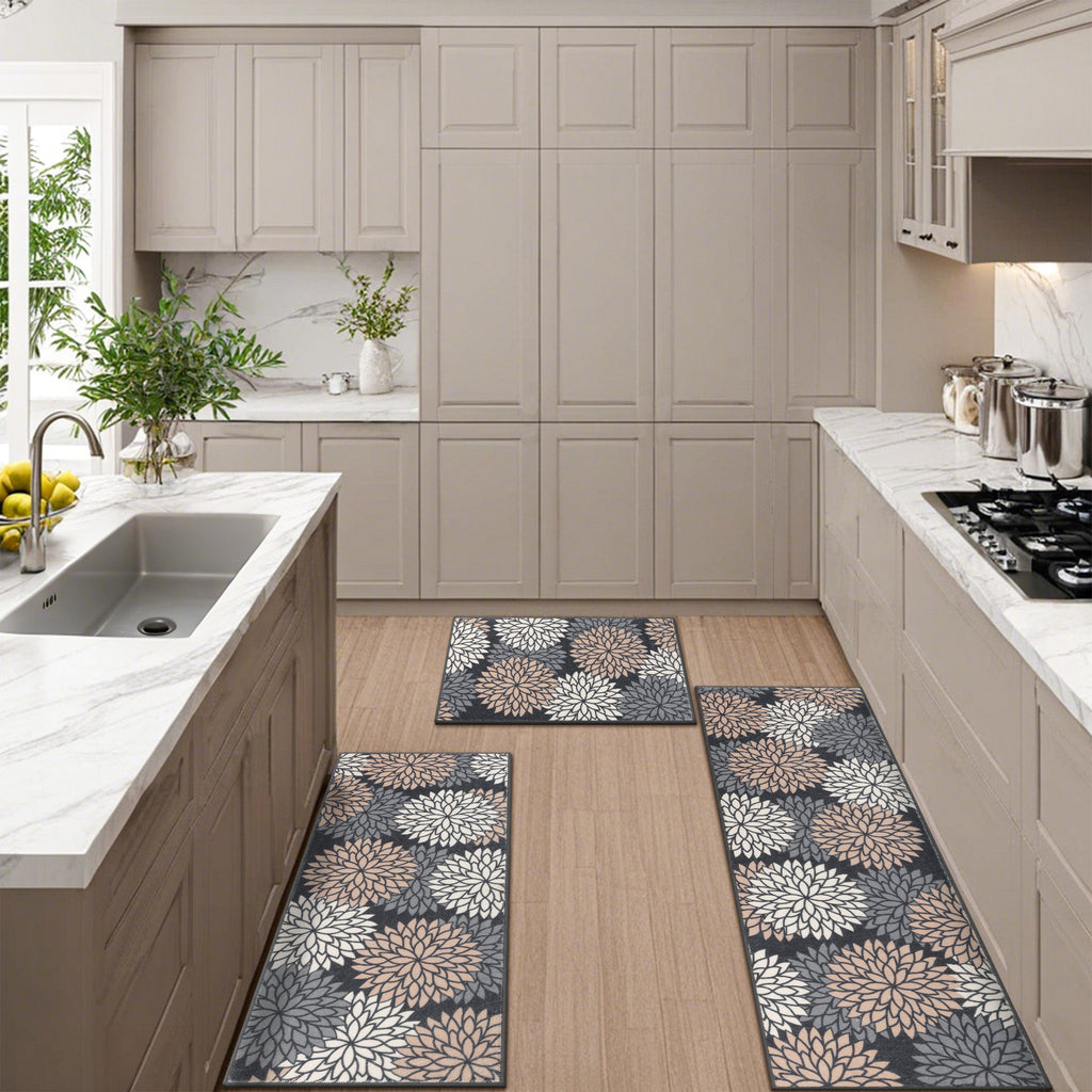 MeyJey Kitchen Rug Anti-Fatigue Mat Set for Kitchen, 2 Piece Non-Slip Waterproof Comfort Cushioned Floor Mats 20"x31.5"+20"x59"