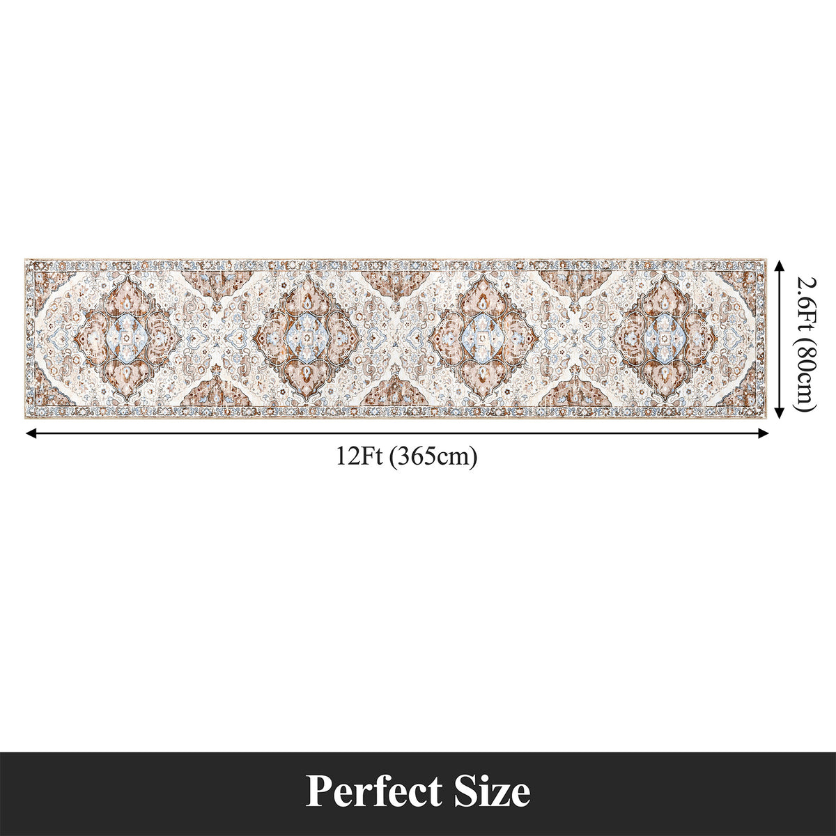 MeyJey Boho Indoor Hallway Runner Rug Oriental Non Slip Machine Washable Area Rug Distressed Vintage Floor Carpet for Bedroom Kitchen Dinning/Living/Laundry Room