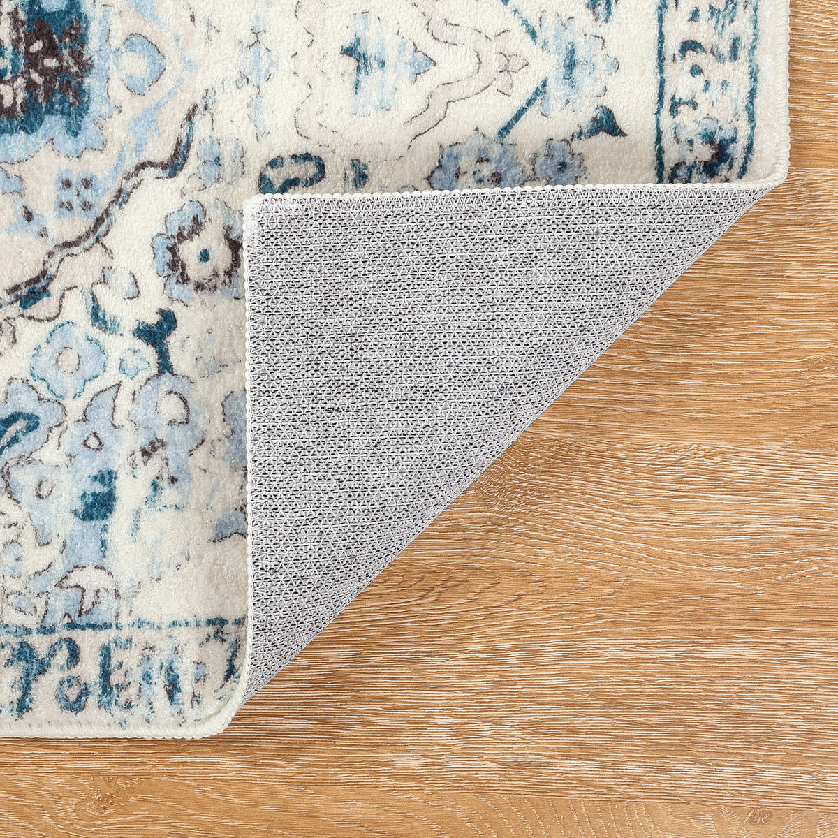MeyJey Boho Indoor Hallway Runner Rug, Oriental Non Slip Machine Washable Area Rug Distressed Vintage Floor Carpet for Bedroom Kitchen Dinning/Living/Laundry Room, Blue/Beige