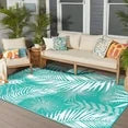 MeyJey Outdoor Rug, Reversible Waterproof Area Rug, Plastic Mat for RV Patio Camping, Teal