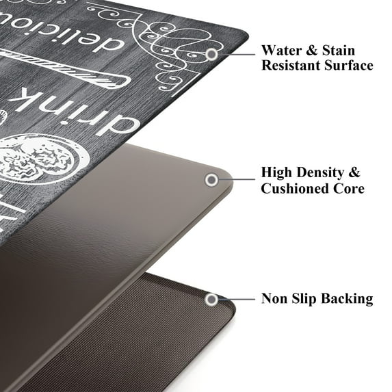 MeyJey Farmhouse Kitchen Rug Set of 2, Non-Slip Anti-Fatigue Waterproof Cushioned Mat for Kitchen, Dining & Laundry Room, 20"x31.5"+20"x59"