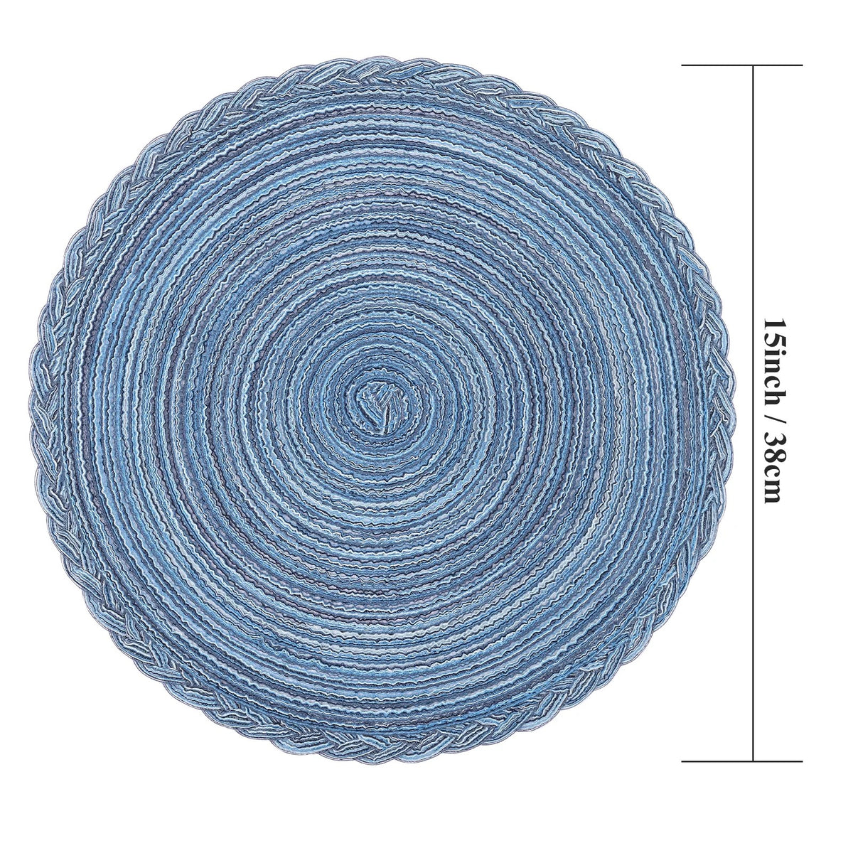MeyJey 15" Braid Round Placemat Set of 6, Large Cotton Woven Non-Slip Placemat Set of 6 Heat Resistant Placemat 6 Piece, Coffee
