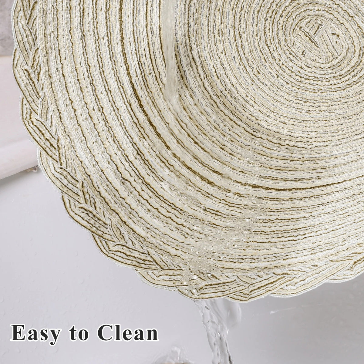 MeyJey 15" Braid Round Placemat Set of 6, Large Cotton Woven Non-Slip Placemat Set of 6 Heat Resistant Placemat 6 Piece, Coffee