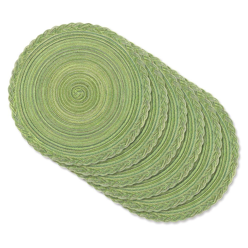 MeyJey 15" Braid Round Placemat Set of 6, Large Cotton Woven Non-Slip Placemat Set of 6 Heat Resistant Placemat 6 Piece, Coffee
