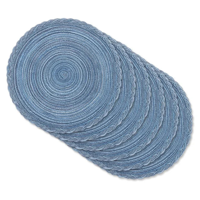 MeyJey 15" Braid Round Placemat Set of 6, Large Cotton Woven Non-Slip Placemat Set of 6 Heat Resistant Placemat 6 Piece, Coffee