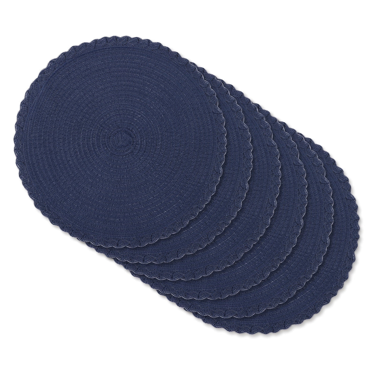 MeyJey 15" Braid Round Placemat Set of 6, Large Cotton Woven Non-Slip Placemat Set of 6 Heat Resistant Placemat 6 Piece, Coffee