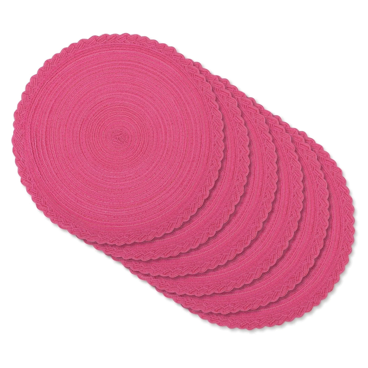 MeyJey 15" Braid Round Placemat Set of 6, Large Cotton Woven Non-Slip Placemat Set of 6 Heat Resistant Placemat 6 Piece, Coffee