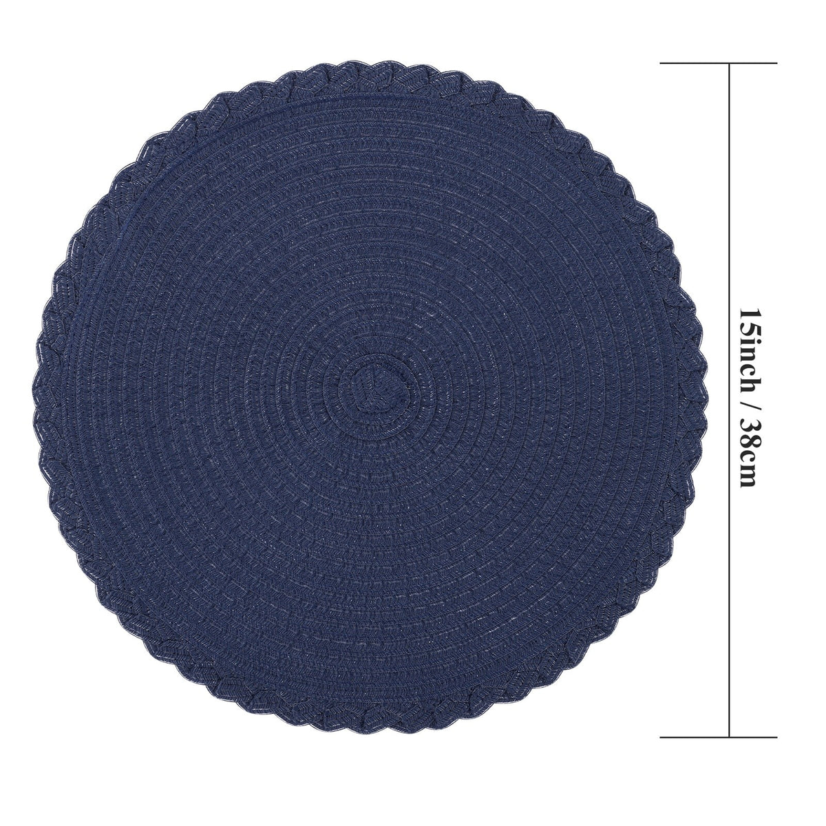 MeyJey 15" Braid Round Placemat Set of 6, Large Cotton Woven Non-Slip Placemat Set of 6 Heat Resistant Placemat 6 Piece, Coffee