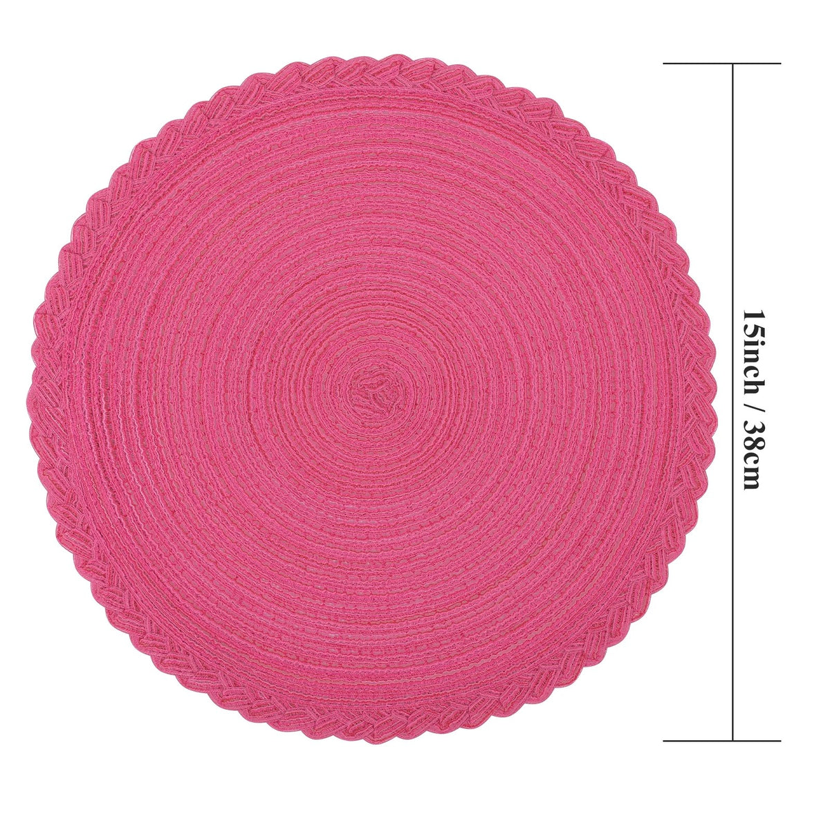 MeyJey 15" Braid Round Placemat Set of 6, Large Cotton Woven Non-Slip Placemat Set of 6 Heat Resistant Placemat 6 Piece, Coffee