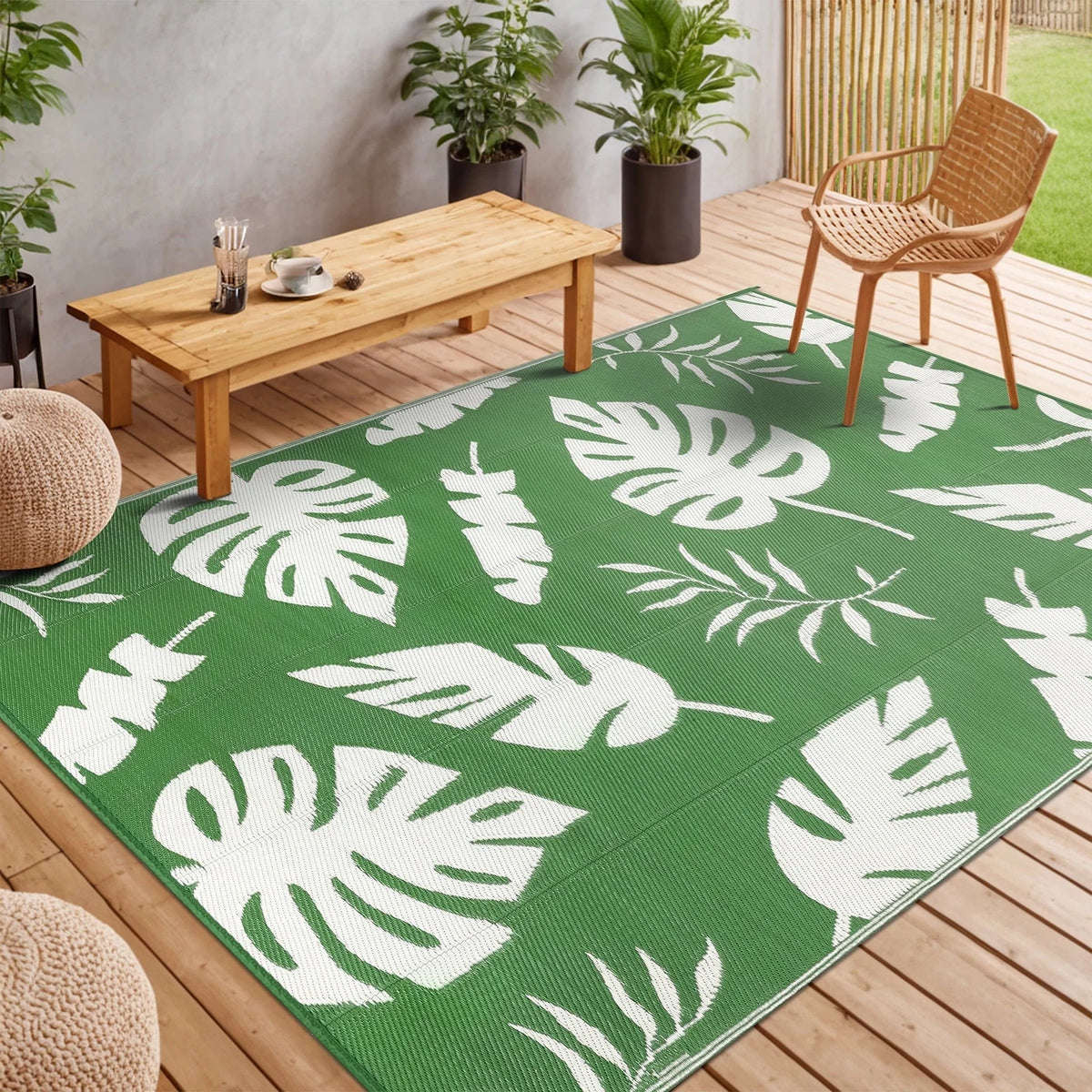 MeyJey Outdoor Rug, Reversible Waterproof Area Rug, Plastic Mat for RV Patio Camping