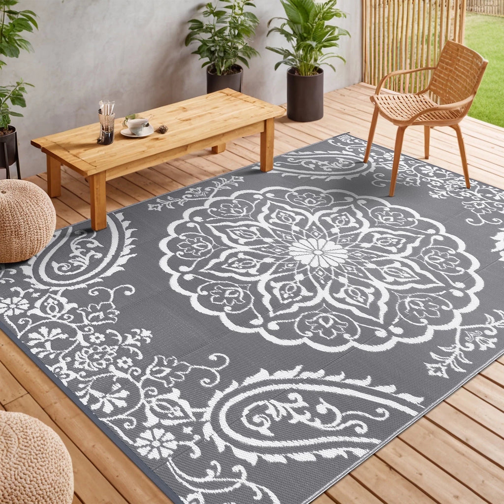 MeyJey Outdoor Rug, Reversible Waterproof Area Rug, Plastic Mat for RV Patio Camping