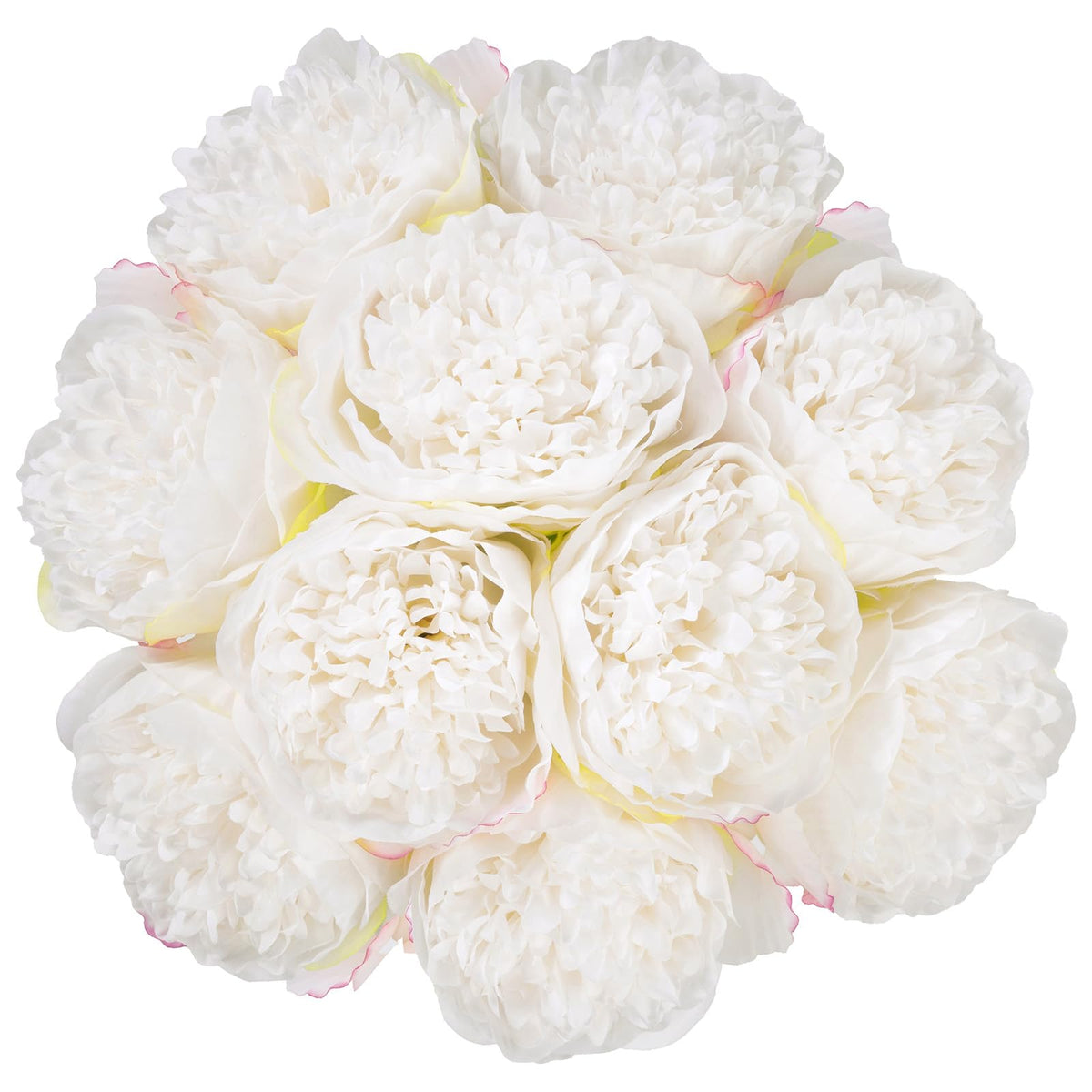 MeyJey 10 Heads Artificial Peony Silk Flower Leaf Home Office Wedding Party Festival Bar Decor (Cream White)