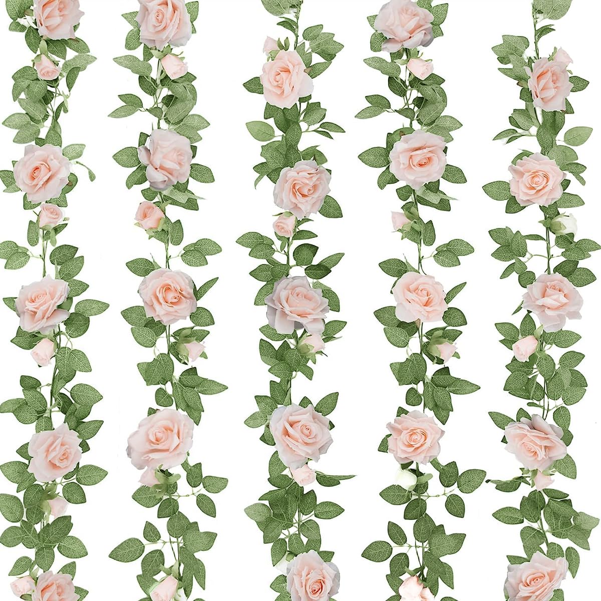 MeyJey Flower Garland Fake Vines for Tea Party Mother's Day Decorations Faux Artificial Floral Garland Hanging Rose Ivy for Baby Shower Wedding Arch Ceremony Outdoor Wall Decor