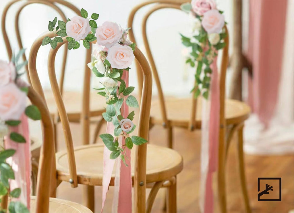 MeyJey Flower Garland Fake Vines for Tea Party Mother's Day Decorations Faux Artificial Floral Garland Hanging Rose Ivy for Baby Shower Wedding Arch Ceremony Outdoor Wall Decor