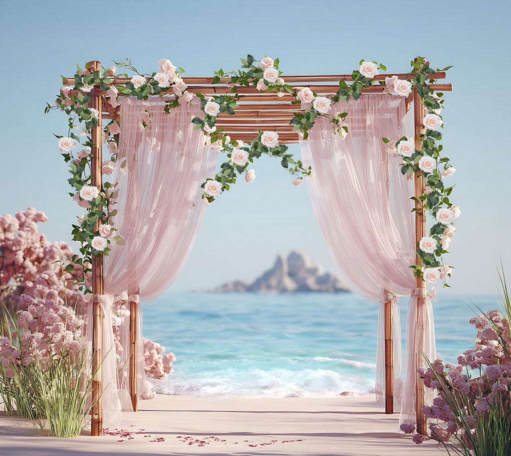 MeyJey Flower Garland Fake Vines for Tea Party Mother's Day Decorations Faux Artificial Floral Garland Hanging Rose Ivy for Baby Shower Wedding Arch Ceremony Outdoor Wall Decor