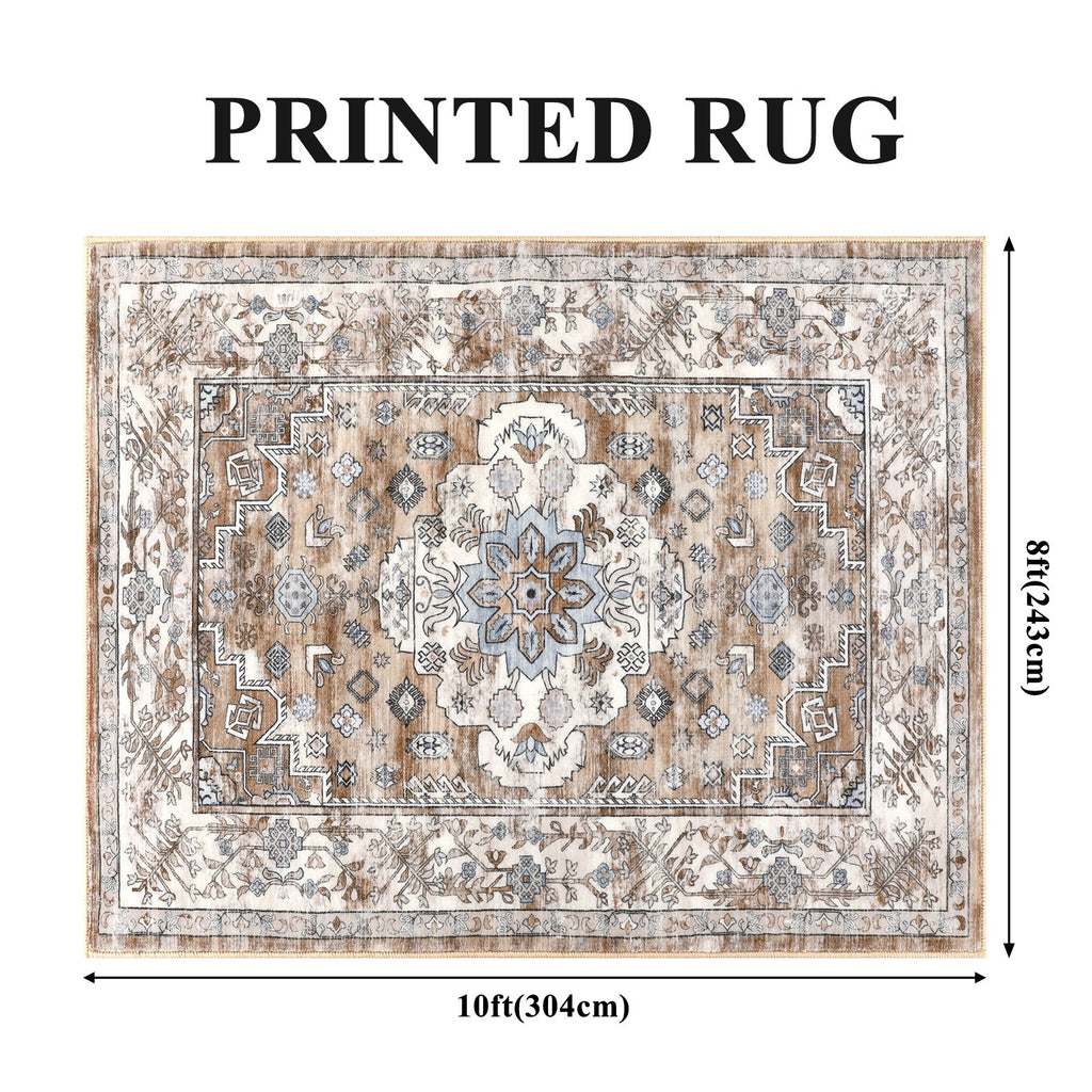 MeyJey Area Rug Washable Non-Slip, Vintage Indoor Carpet Distressed Foldable Large Rug for Living Room Bedroom Dining Room